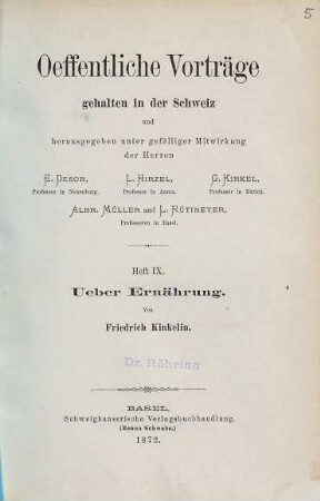 Ueber Ernährung : Vortrag, gehalten an der Jahresversammlung der Aargauischen Naturforschenden Gesellschaft zu Zofingen