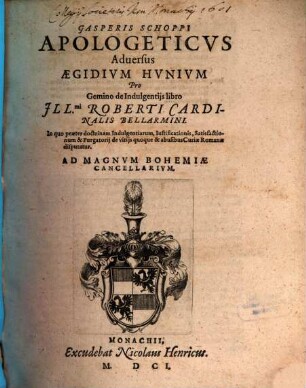 Apologeticus adversus Aegidium Hunium pro gemino de indulgentiis libro