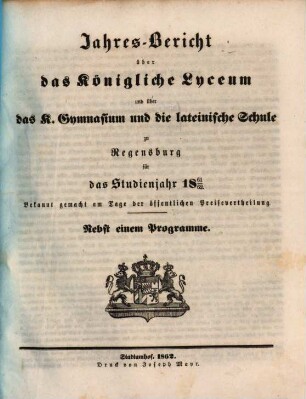Jahres-Bericht. 1861/62