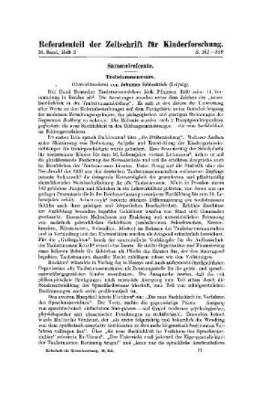 Taubstummenwesen : Übersichtsreferat ; [Sammelreferate]