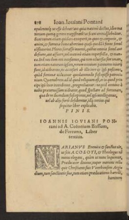 Ioannis Ioviani Pontani ... de Fortuna, Liber tertius.