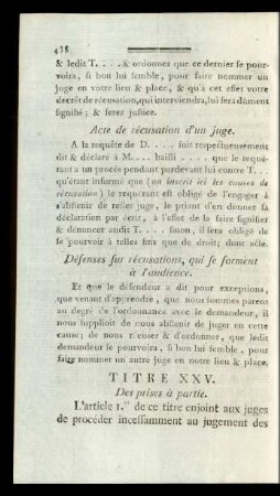 Titre XXV. Des prises à partie
