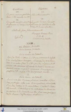 XVIII. IV Petits Billets de la teneur suivante.