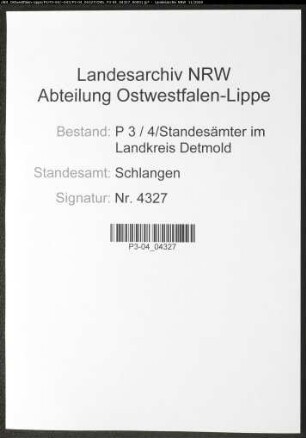 Sterberegister Standesamt Schlangen