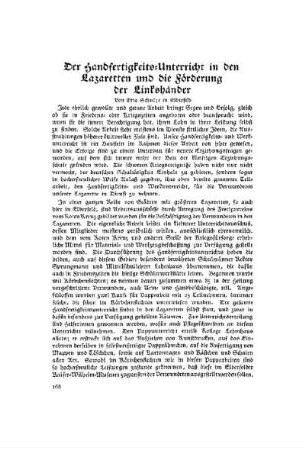 Der Handfertigkeits-Unterricht in den Lazaretten und die Förderung der Lingshändler