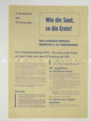 Propagandaflugblatt zur Frühjahrsbestellung 1963