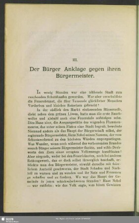 III. Der Bürger Anklage gegen ihren Bürgermeister