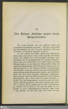 III. Der Bürger Anklage gegen ihren Bürgermeister
