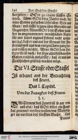 Die VI. Stuffe oder Staffel ist erbauet aus der Betrachtung deß Feuers