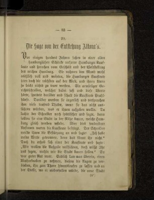 20. Die Sage von der Entstehung Altona's.