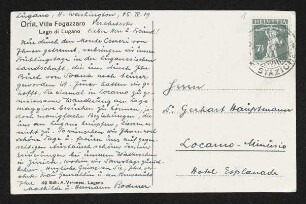 Brief von Hermann Bodmer und Mathilde Bodmer an Gerhart Hauptmann