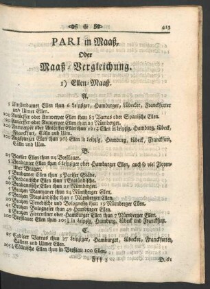PARI in Maaß, Oder Maaß-Vergleichung.