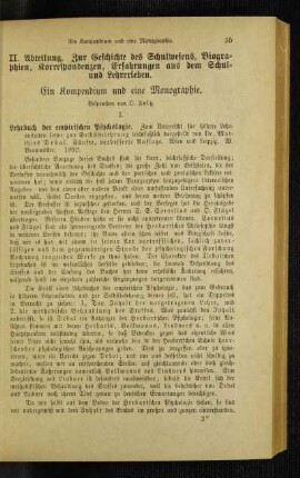 ¬Ein¬ Kompendium und eine Monographie