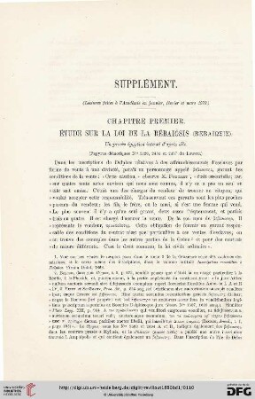 Chapitre premier: Étude urs la loi de la Bébalosies