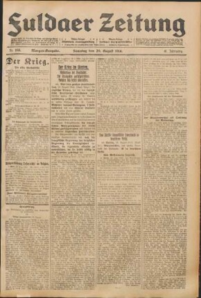 Ausgabe vom Samstag, den 29. August 1914.