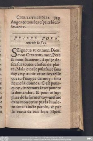 Priere Pour obtenir la Foy.