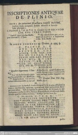 Inscriptiones Antiquae De Plinio