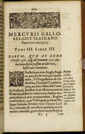 Liber III. Eorum, quae ab Anno 1586 usque ad Annum 1590. memoratu maxime digna passim acciderunt, historiam continens