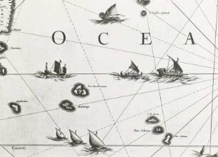 India quae Orientalis dicitur (Karte 30); Ausschnitt mit Segelschiffen und Archipel südöstlich Japans : Joann Blaeu: Atlas d. Gr. Kurfürsten, Dschunken