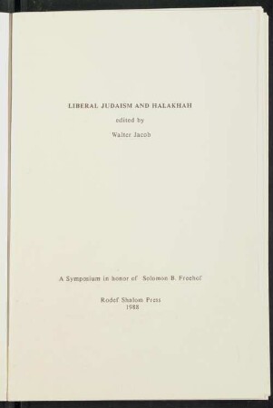 Liberal Judaism and halakhah