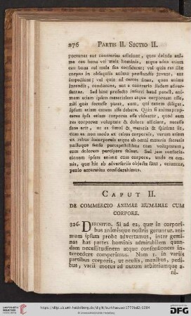 Caput II: De commercio animae humanae cum corpore