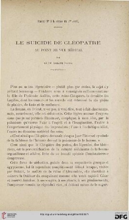 3.Ser. 3.1892: Le suicide de Cléopatre au point de vue médical
