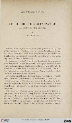 3.Ser. 3.1892: Le suicide de Cléopatre au point de vue médical