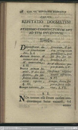 Cap. VII. Refutatio Dogmatum Cum Atheismo Coniunctorum Aut Ad Eum Ducentium