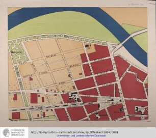 Plan der Stadt Offenbach a. M. Bearb. von A[lbert] Wamser, Butzbach. Giessen: Roth, 1894