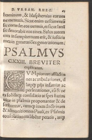 Psalmus CXXIII. Breviter explicatus.
