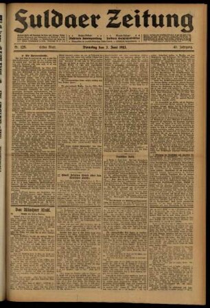 Erste Ausgabe vom Dienstag, den 03. Juni 1913.