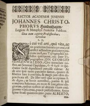 Rector Academiæ Jenensis Johannes Christophorus Hundeshagen [...]