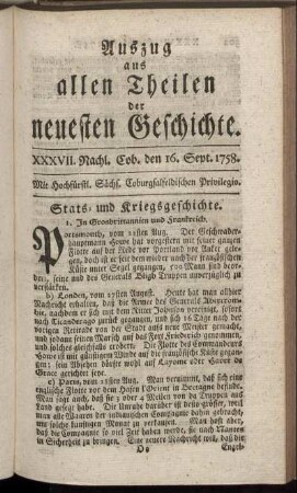 XXXVII. Nachl. Cob. den 16. Sept. 1758.