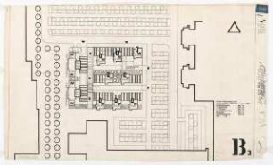 Wohn-Werksiedlung Märkisches Viertel, Berlin-Reinickendorf Gerätehof der Stadtreinigung: Lageplan mit Gerätehof und Wohnwerksiedlung Blattnummer B3, 1:500