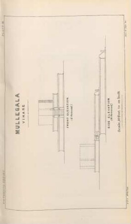 Plate IX. Mullegala. Viháré. Front elevation. Side elevation