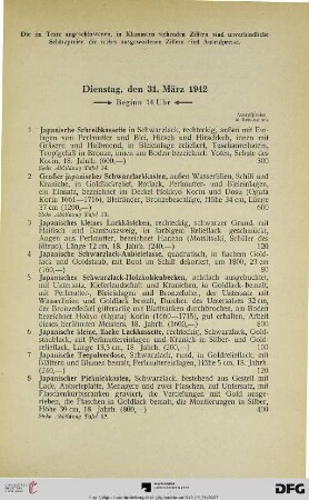 Dienstag, den 31. März 1942, Beginn 14 Uhr (Nr. 1-222)