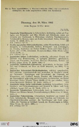Dienstag, den 31. März 1942, Beginn 14 Uhr (Nr. 1-222)