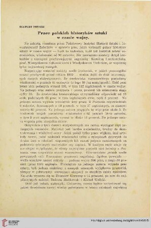 8: Prace polskich historyków sztuki w czasie wojny