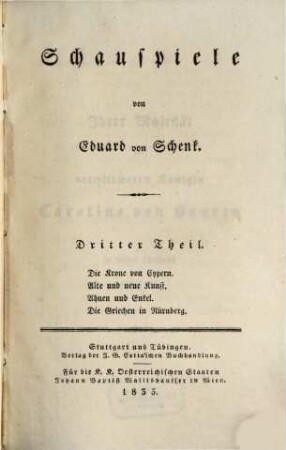 Schauspiele, 3. Die Krone von Cypern