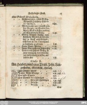 Classis II. Am Heuberg vörderen Theils, John, Langenhecken, Steinbühl, Struth.