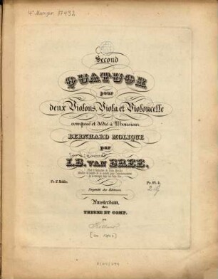 Second quatuor : pour 2 violons, viola et violoncelle