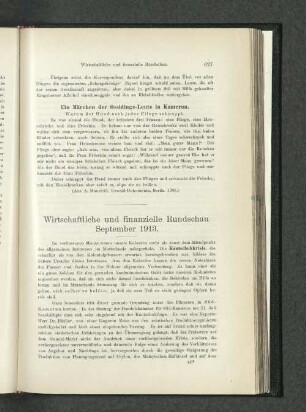 Wirtschaftliche und finanzielle Rundschau September 1913.