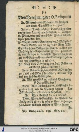 § 4. Von Verehrung der H. Reliquien.