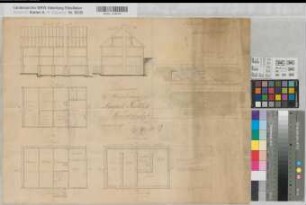 Erndtebrück (Erndtebrück) Wohnhaus des August Frettlöh an der Bahnlinie Hilchenbach - Erndtebrück - Laasphe Grundrisse, Schnitte, Lageplan 1887 1 : 100/400 41 x 55 Zeichnung KSA Nr. 1404a