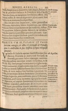 Martyrium SS. Vitalis Et Valeriae ...