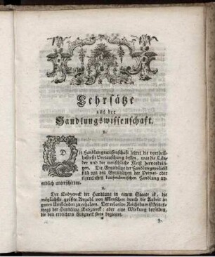 Lehrsätze aus der Handlungswissenschaft.