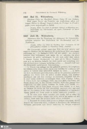 753. 1662, Mai 22. Wittenberg