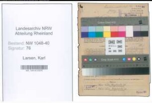 Entnazifizierung Karl Larsen , geb. 24.03.1878 (Inspektor)