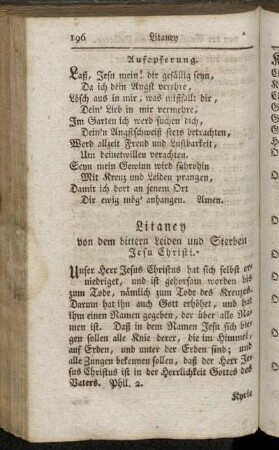 Litaney von dem bittern Leiden und Sterben Jesu Christi. - Litaney von der Hoffnung.