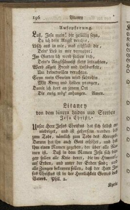 Litaney von dem bittern Leiden und Sterben Jesu Christi. - Litaney von der Hoffnung.